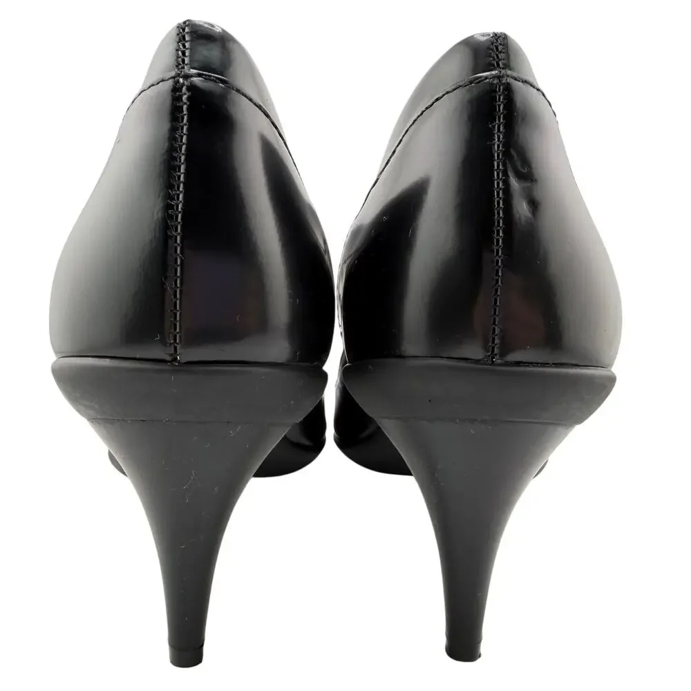 Calvin Klein Greta Modern Black Stretch Kitten Heel Pump Size 7 Ladies Shoe